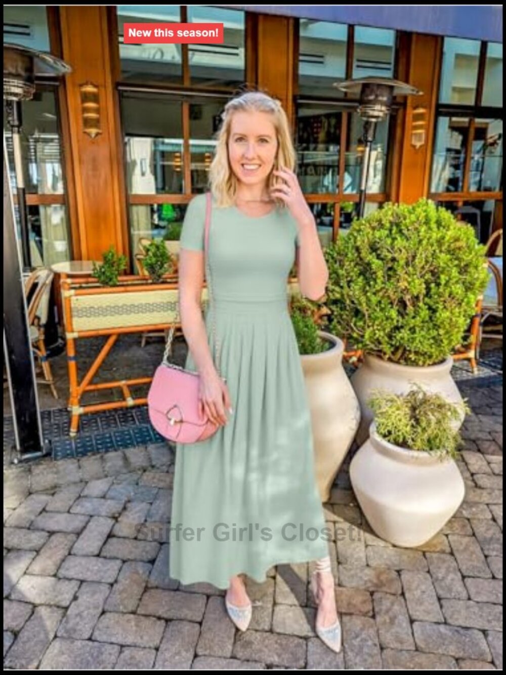Flowy High Waist Midi A-Line Short Sleeve Maxi Dress with Pockets - Picture 6 of 7